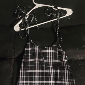 Chic Black and White Plaid Mini Dress